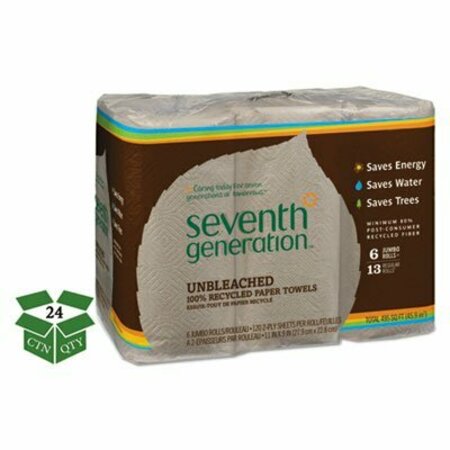 SEVENTH GENERATION SeventhGen, Natural Unbleached 100% Recycled Paper Towel Rolls, 11 X 9, 120 Sh/rl, 24 Rl/ct 13737